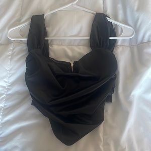 Black Satin Corset Top
